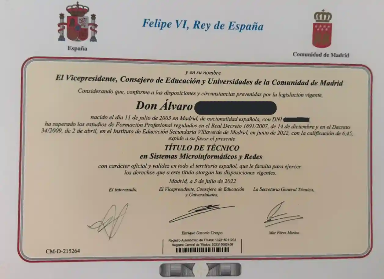 Diploma: Grado medio smr